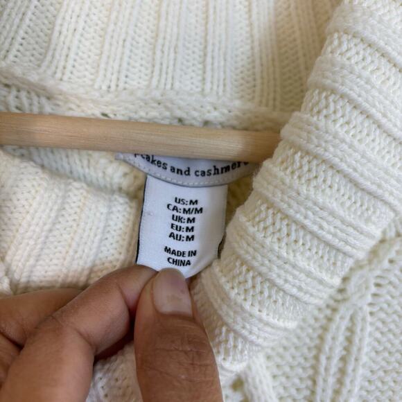 Cupcakes and Cashmere Chunky Cable Knit Sweater Size Medium Cowl Neck Cream - Picture 6 of 11